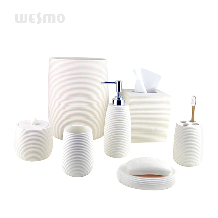 Modern elegant white seven-piece set polyresin bathroom ware and accessories sanitary